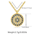 Λεπτομέρεια στρογγυλού μενταγιόν Evil Eye 18K με διαστάσεις και μήκος αλυσίδας - Pave Μάτι (KN0080)