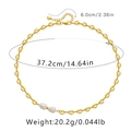 Detail view of pig nose chain necklace with irregular pearls and adjustable length - 18K Gold / Coffee Bean Pearl Style (KN0084)
