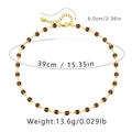 Detail of brown beaded necklace with size dimensions and golden lobster clasp - 18K Gold / Purple Faceted Beads Style (KN0032)