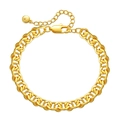 Bracciale a catena in ottone placcato oro 18 carati con chiusura a moschettone ed estensione - Oro 18K / Stile Dorato (KB0262)