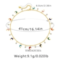 Detailed size chart of handmade gold necklace with colorful enamel dolphins and crystals - 18K Gold / Dolphin Rhinestone Style (KN0110)