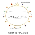 Detail of bohemian gold link necklace featuring fourteen colorful heart-shaped pendants - 18K Gold / Bamboo Joint Heart Style (KN0112)