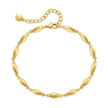 Polished 18K gold plated brass bracelet with oval link chain and lobster clasp closure - Gold Oval Bead Style (KB0279) / 18K Gold