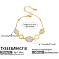 18K vergoldetes Edelstahlarmband mit lila Katzenaugengesteinen und Hohlringen - Armband / 18.5+5cm / Gold Rosa