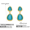 Doppellagige blaue Katzenaugen-Ohrhänger aus 18K vergoldetem Edelstahl - Ohrringe / Gold mit seeblauem Zirkonia