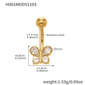 Detalles de dimensiones y peso de 1,53g de un piercing de ombligo de mariposa dorada - Estilo de Mariposa (H001) / Dorado
