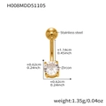 Detalle de piercing de ombligo de acero dorado con circón y peso indicado de 1,35g - Estilo Solitario (H008) / Dorado