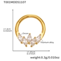 Titanium alloy nose ring featuring five marquise-cut zircons measuring 1.4cm by 1.45cm - Marquise Fan Style (T001) - Gold