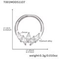 Titanium alloy nose ring with five marquise zircon stones in a silver finish - Marquise Fan Style (T001) - Silver