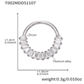 Titanium alloy nose ring clicker with baguette-cut zircons in a silver finish - Baguette Fan Style (T002) - Silver