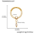 Anello per il setto in titanio dorato con pavé di zirconi e pendente marquise - Stile Marquise Pendente (T004) - Oro