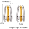 Orecchini a tre strati in acciaio inossidabile bicolore con misure dettagliate - Stile Ovale a Tre File Bicolore (F866-Misto) / oro bicolore