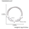 Anello clicker in titanio argento con cinque zirconi alternati tondi e marquise - Stile Cluster Simmetrico (T005) - Argento