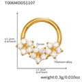 Anello da naso in lega di titanio dorato con zirconi brillanti a forma di V - Stile Cluster a Forma di V (T006) - Oro