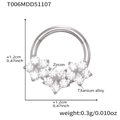 Anello al naso in lega di titanio con fiori in zircone a V e finitura argento lucido - Stile Cluster a Forma di V (T006) - Argento