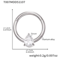 Anello al naso in titanio con zircone a goccia e indicazioni precise delle dimensioni - Stile Solitario a Taglio a Pera (T007) - Argento