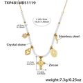 White stone beaded necklace with stainless steel cross and heart charms - Beaded Necklace (42+5cm) / White (TXP481 Necklace)
