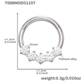 Anello al naso in lega di titanio con cinque zirconi da 1,3 cm di diametro vista - Stile Cluster Tondo Classico (T008) - Argento