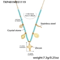 Blue crystal stone beaded necklace with stainless steel heart and cross pendants - Beaded Necklace (42+5cm) / Blue (TXP481 Necklace)