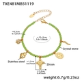 Ethno-Perlenarmband mit grünen Natursteinen und fünf goldenen Anhängern und Zirkonia - Grün (TXE481 Armband)