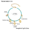 Armband aus blauen Kristallperlen mit Anhängern aus Edelstahl wie Kreuz und Herz - Blau (TXE481 Armband)