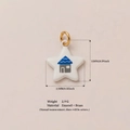 Pendentif maison en émail blanc et bleu en forme d'étoile, charme laiton doré 18K - Pendentif Motif Petite Maison