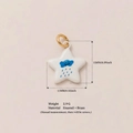 Colgante estrella de latón con esmalte blanco y patrón de nube azul sonriente - Colgante con Patrón de Nube y Lluvia