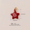 Colgante de estrella con esmalte rojo y patrón de estrella blanca en oro de 18K - Patrón de Flores Rojas