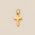 Polished gold stainless steel cross pendant charm for DIY jewelry and necklaces - Cross