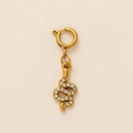 Gouden slangenhanger met glinsterende zirkonia pavé en een ronde veersluiting - Slang hanger