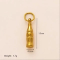 Golden 18K vacuum plated stainless steel soda bottle pendant measuring 1.5cm high - Cola