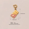 18K gold plated stainless steel chocolate bar pendant with pink enamel and a gold heart - Chocolate Pendant