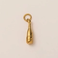 Detailed close-up of golden champagne bottle pendant with engraved text and polished finish - Bottle Pendant