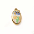 18K gold-plated oval pendant featuring colorful enamel star, moon, and cloud art design - Oval Starry Sky