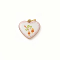 18K gold heart pendant with white and pink enamel featuring a cute mushroom design - Heart Champagne