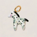 Pendentif poney vert clair peint à la main avec pois et anneau plaqué or 18K - N° 10 Pendentif Cheval Gris