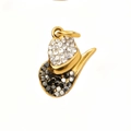 Golden cowboy hat pendant with sparkling black and white crystals in 18k gold plating - Cowboy Hat / Gold with Black Zircon
