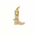 Golden cowboy boot pendant with sparkling white cubic zirconia stones and 18k plating - Cowboy Boot Style / Gold with White Zircon