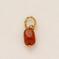 Detalle del anillo trenzado bañado en oro de 18K con piedra natural de jaspe rojo - Solo Colgante (Sin Cadena) / Colgante de Piedra de Nacimiento de Enero