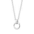 Silver stainless steel rolo chain necklace featuring a minimalist round carabiner pendant - Steel Color Necklace with 13mm Spring Clasp