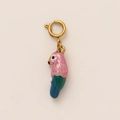 Detailed close-up of a colorful parrot charm with pink enamel and a gold spring clasp - Parrot Pendant Only (Without Chain) / Pink