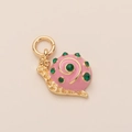 Colgante de caracol dorado con esmalte rosa y cristales verdes para collar DIY - Estilo Caracol