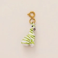 Pendentif zèbre en acier doré 18K avec rayures vertes sur émail blanc pour bijoux DIY - Zèbre