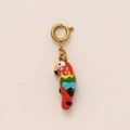Detail of colorful parrot pendant in gold finish with vibrant red enamel and spring clasp - Parrot Pendant Only (Without Chain) / Red