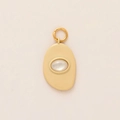 Ciondolo artistico giallo crema con madreperla e anello d'oro per creazione gioielli - Pendente con Pietra Bianca