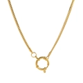 Minimalist gold stainless steel flat link chain necklace featuring a spring ring clasp - NK Curb Chain with 18mm Sailor Clasp