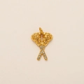 Detail of 18K gold plated lacrosse sticks pendant with sparkling crystal accents - Lacrosse Style