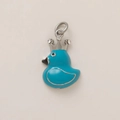 Dettaglio ciondolo uccello blu con corona d'argento e strass placcati in oro 18K - Stile Uccello Blu