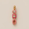 Pendentif vertical doré avec émail rose et pierres précieuses au design luxueux - Pendentif en Zircone Rose