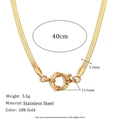 Collana a catena serpente in acciaio inossidabile placcato oro 18K con chiusura a molla - Catena a Serpente con Chiusura a Marinaio 40+5cm / Oro